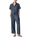 Eileen Fisher Classic Collar Organic Cotton Ankle Jumpsuit In Denim