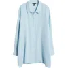 Eileen Fisher Classic Collar Easy Organic Cotton Button-up Shirt In Blue