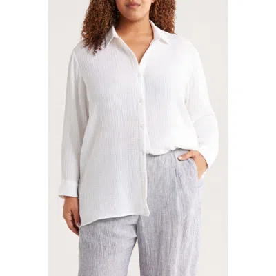 Eileen Fisher Classic Collar Easy Organic Cotton Button-up Shirt