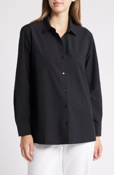EILEEN FISHER EILEEN FISHER CLASSIC COLLAR EASY ORGANIC COTTON BUTTON-UP SHIRT