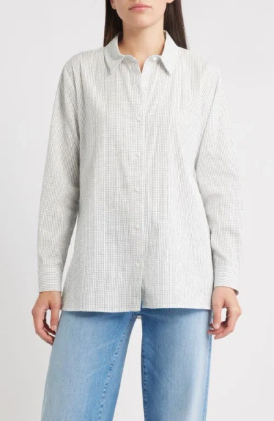 Eileen Fisher Classic Collar Easy Organic Cotton Button-up Shirt In White