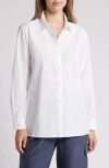 Eileen Fisher Classic Collar Easy Organic Cotton Button-up Shirt In White