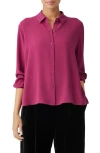 EILEEN FISHER CLASSIC COLLAR EASY SILK BUTTON-UP SHIRT