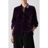 Eileen Fisher Classic Collar Easy Velvet Button-up Shirt In Purple