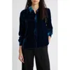 Eileen Fisher Classic Collar Easy Velvet Button-up Shirt In Atlantis