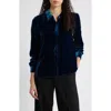 Eileen Fisher Classic Collar Easy Velvet Button-up Shirt In Multi