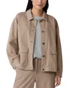 Eileen Fisher Classic Collar Organic Cotton Jacket In Biscuit