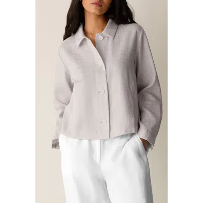 Eileen Fisher Classic Collar Linen Blend A-line Jacket In Neutral