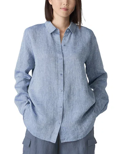 Eileen Fisher Classic Collar Linen Shirt In Blue