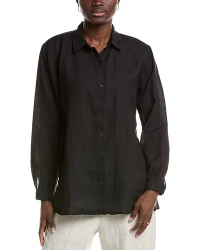 Eileen Fisher Classic Collar Linen Shirt In Black