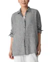 Eileen Fisher Classic Collar Linen Shirt In Black White