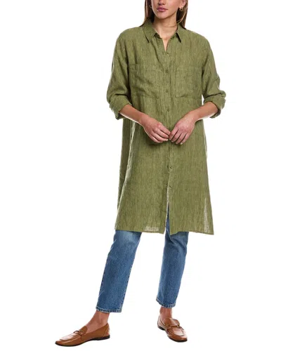 Eileen Fisher Classic Collar Linen Shirt In Green