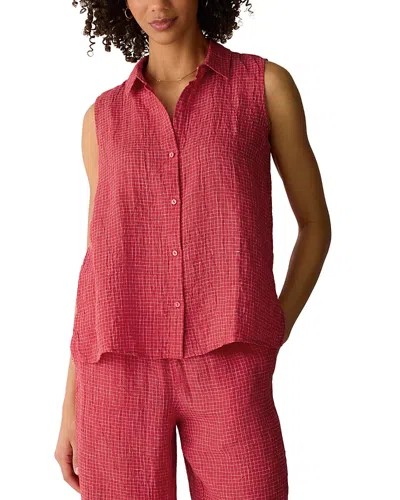Eileen Fisher Classic Collar Linen Shirt In Multi
