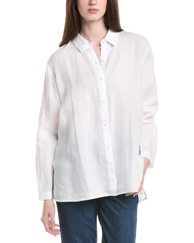 Eileen Fisher Classic Collar Linen Shirt In White