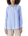 Eileen Fisher Stripe Organic Cotton Button-up Shirt In Blue