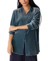 Eileen Fisher Classic Collar Long Shirt In Gray
