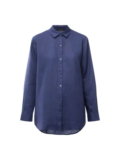 Eileen Fisher Classic Collar Long Shirt In Bluette