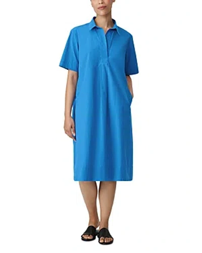 Eileen Fisher Classic Collar Midi Dress In Blue