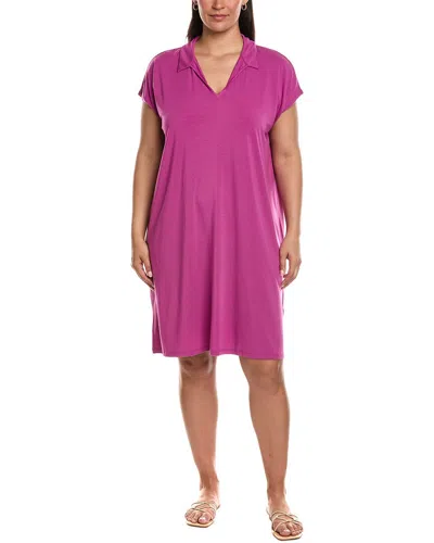 Eileen Fisher Classic Collar Midi Dress In Purple