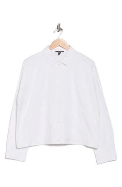 Eileen Fisher Classic Collar Organic Cotton Blend Jacket In White