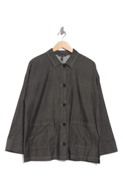 Eileen Fisher Classic Collar Organic Cotton Jacket In Gray