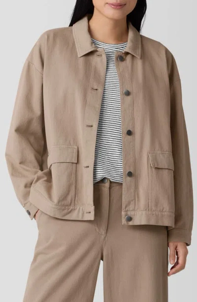 Eileen Fisher Organic Cotton Utility Jacket In Biscuit