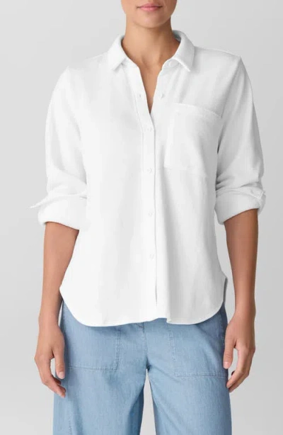 Eileen Fisher Classic Collar Organic Cotton Shirt In White