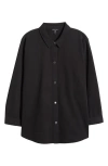 Eileen Fisher Classic Collar Organic Cotton Shirt Jacket In Black