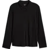 Eileen Fisher Classic Collar Organic Linen Button-up Shirt In Black