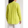 Eileen Fisher Classic Collar Organic Linen Button-up Shirt In Chartreuse