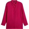 Eileen Fisher Classic Collar Organic Linen Button-up Shirt In Fuchsia