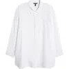 Eileen Fisher Classic Collar Organic Linen Button-up Shirt In White