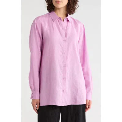 Eileen Fisher Classic Collar Organic Linen Button-up Shirt In Frlil