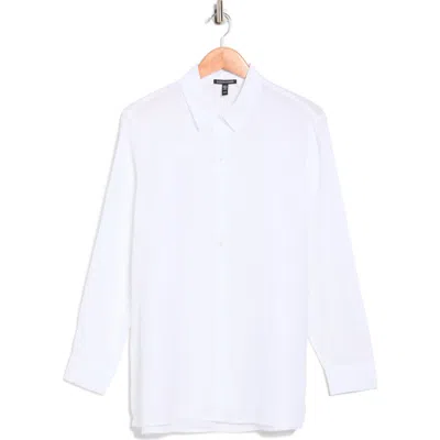 Eileen Fisher Classic Collar Organic Linen Button-up Shirt In White