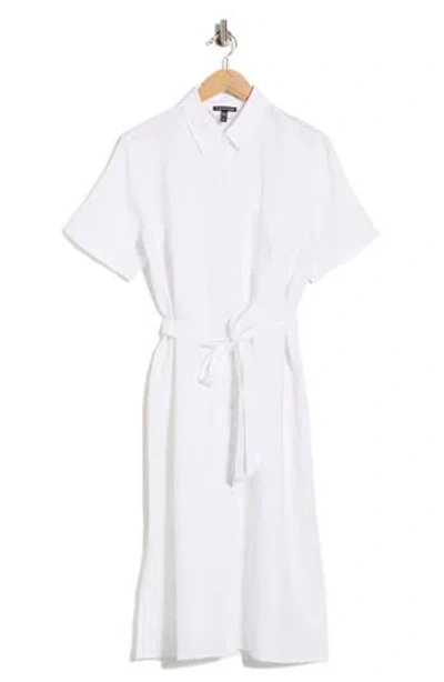 Eileen Fisher Classic Collar Organic Linen Dress In White