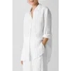 Eileen Fisher Classic Collar Organic Linen Long Button-up Shirt In White
