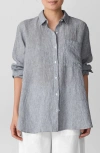 Eileen Fisher Classic Collar Oversize Organic Linen Button-up Shirt