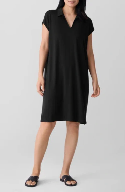 Eileen Fisher Classic Collar Shift Dress In Black