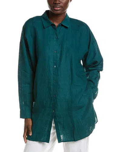 Eileen Fisher Classic Collar Shirt In Green