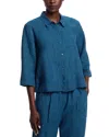 Eileen Fisher Classic Collar Organic Linen Button-up Shirt In Harbor