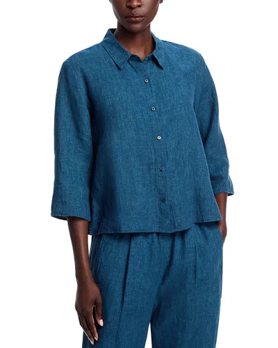 EILEEN FISHER WASHED LINEN DELAVE CLASSIC COLLAR SHIRT