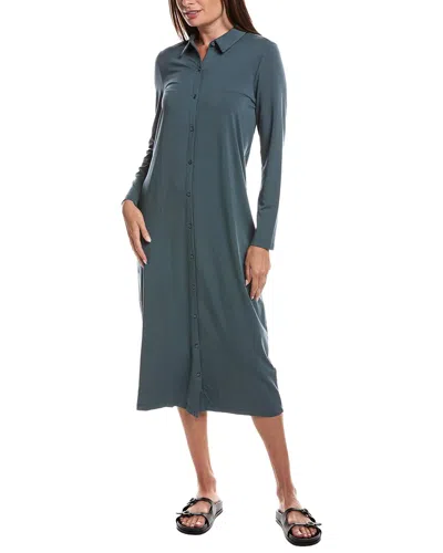 Eileen Fisher Classic Collar Shirtdress In Green