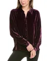 Eileen Fisher Classic Collar Silk-blend Shirt In Red