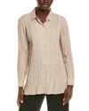 Eileen Fisher Classic Collar Silk Crinkle Shirt In Neutral