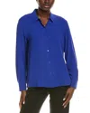 Eileen Fisher Classic Collar Silk Easy Shirt In Blue