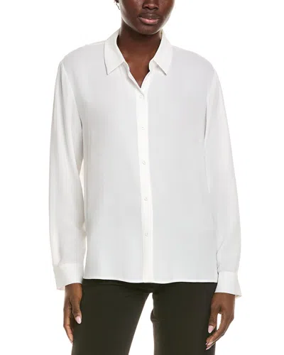 Eileen Fisher Classic Collar Silk Easy Shirt In White