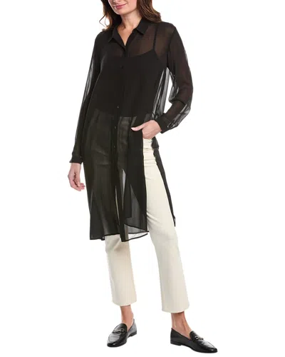 Eileen Fisher Classic Collar Silk Shirt In Black