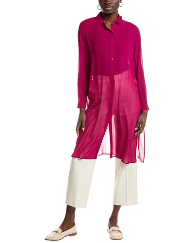 Eileen Fisher Classic Collar Silk Shirt In Pink