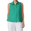 Eileen Fisher Sleeveless Handkerchief Organic Linen Shirt In Multi