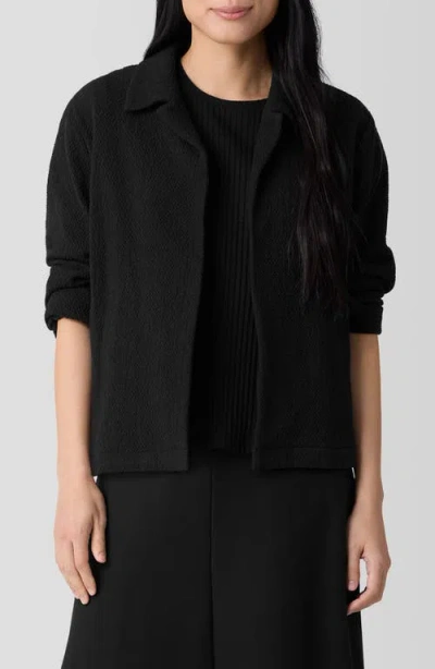 Eileen Fisher Classic Collar Textured Jacket In Black